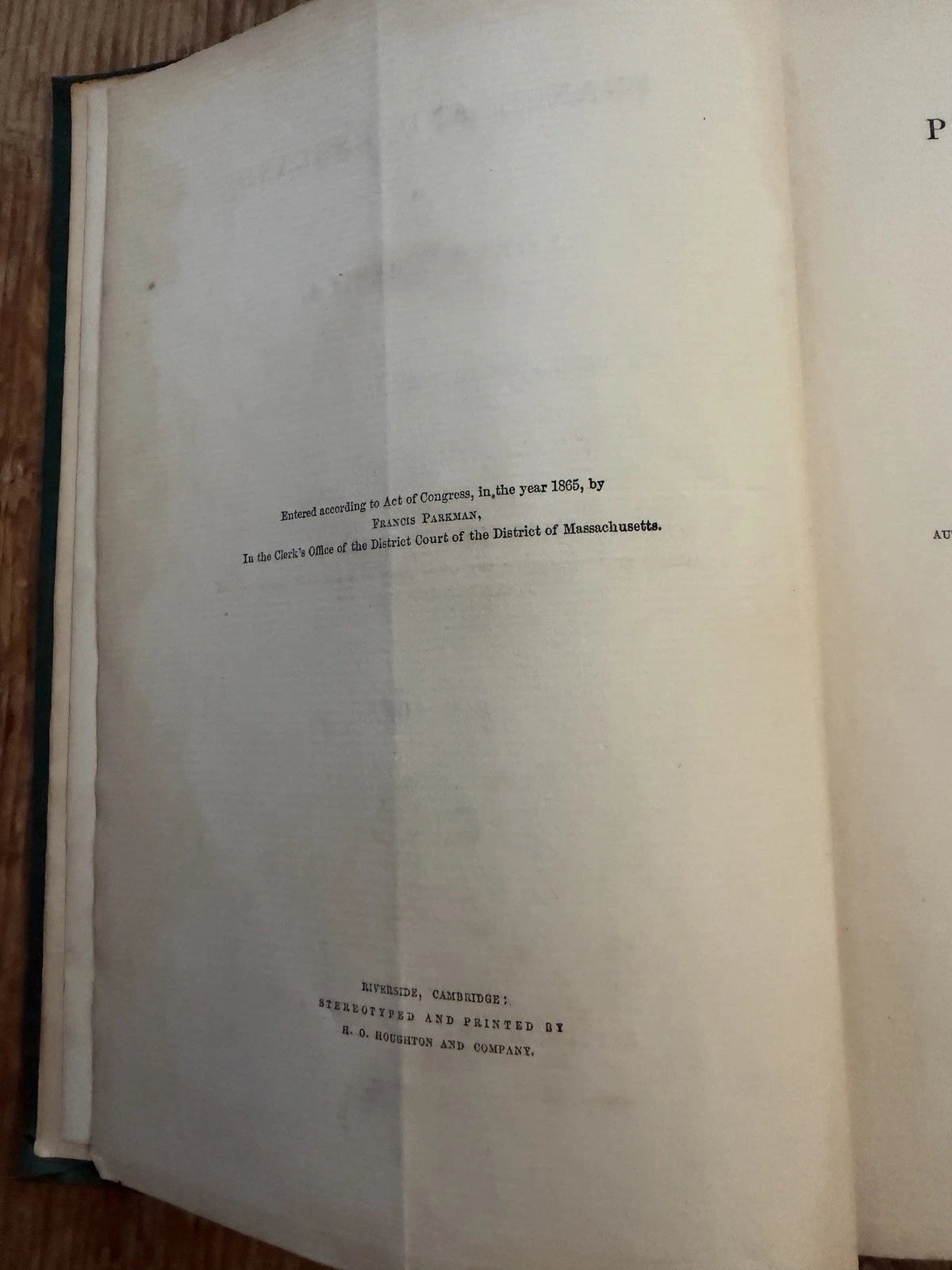 1865 Francis Parkman Pioneers of France in the New World 1st Ed Ex Library (Secondhand Book)