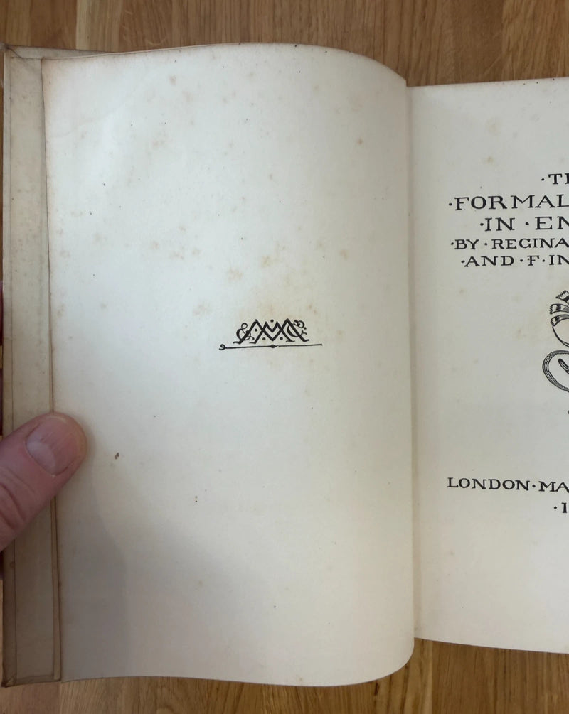 The Formal Garden in England Reginald Blomfield Inigo Thomas 1892 1st Edition (Secondhand Book)
